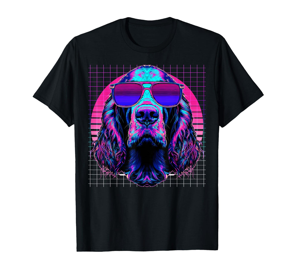 Irish Setter Sunglasses Dog Vaporwave T-Shirt - Minimalist Print Men Women