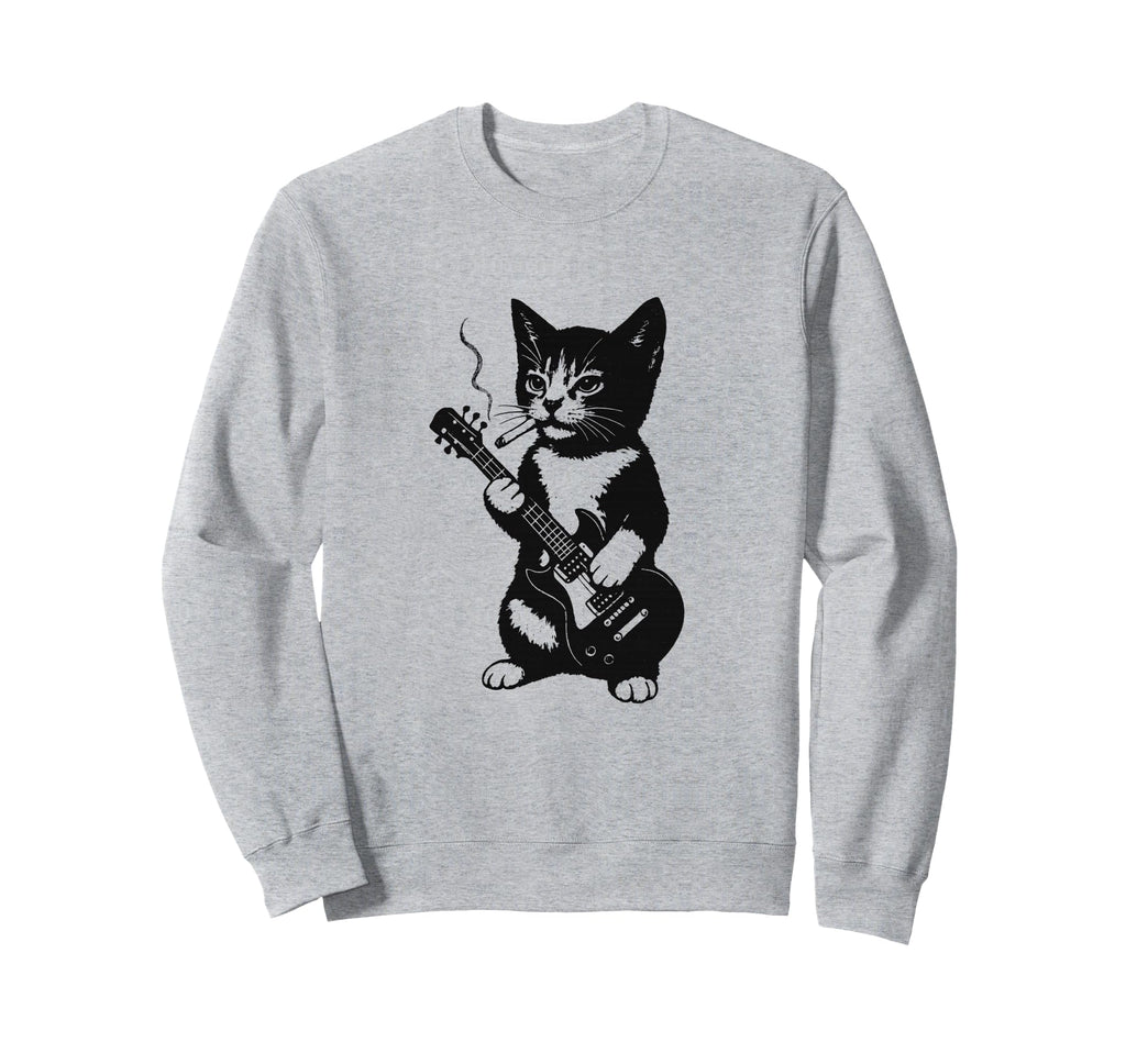 Smoking Cat Punk Rock Y2K Kitten Sweatshirt - Streetwear Style for Adults