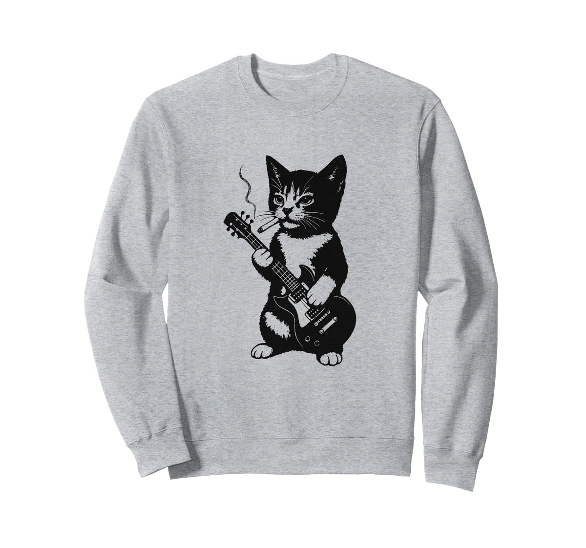 Smoking Cat Punk Rock Y2K Kitten Sweatshirt - Streetwear Style for Adults