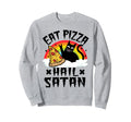 Eat Pizza Hail Satan Pet Cats Sweatshirt - Minimalist Print for Adults