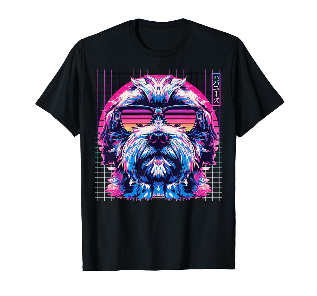 Havanese Sunglasses Dog Vaporwave T-Shirt - Streetwear Style Men Women