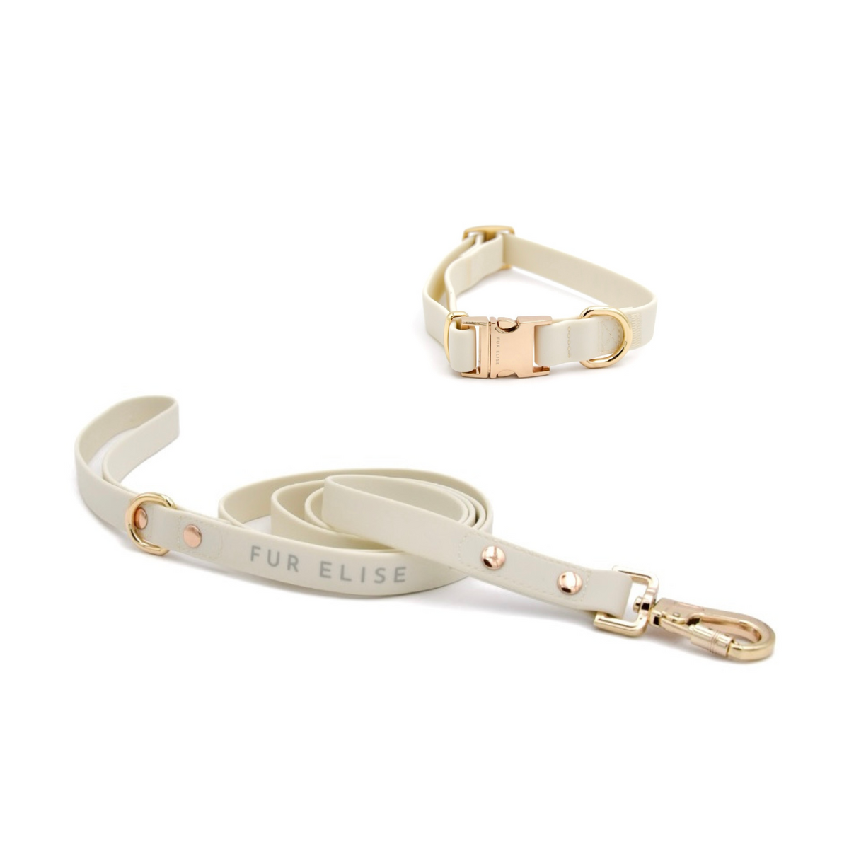 Fur Elise Dog Collar & Leash Set - Bone — included set components