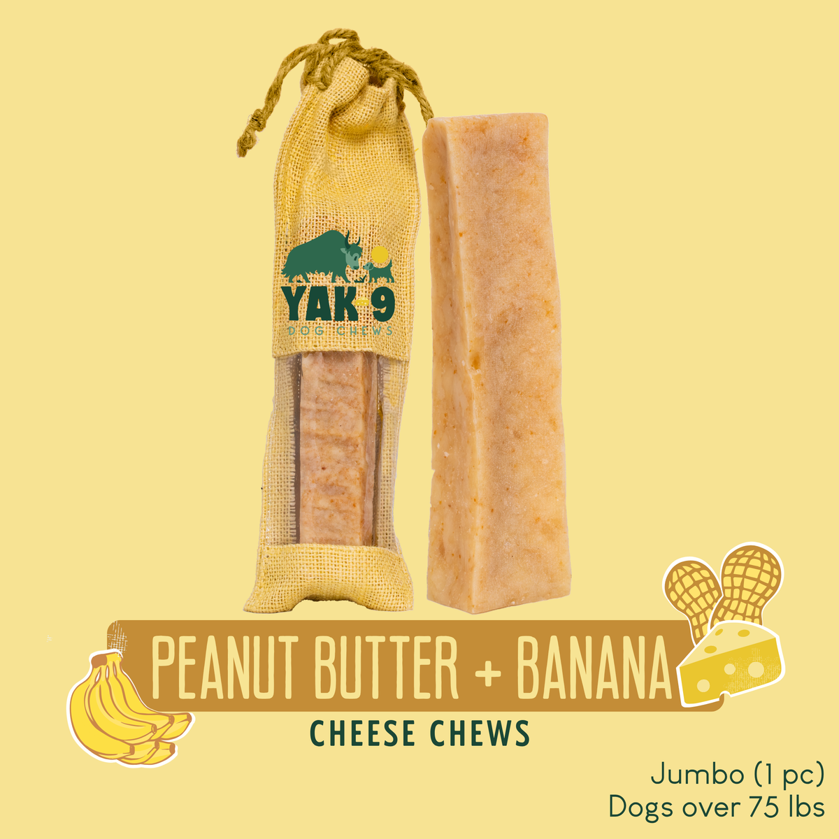 yak9 - Peanut Butter Banana Chews for Dogs