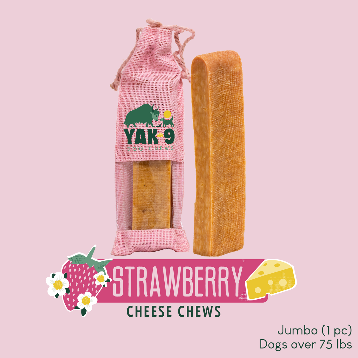 yak9 - Strawberry Cheese Chews for Dogs