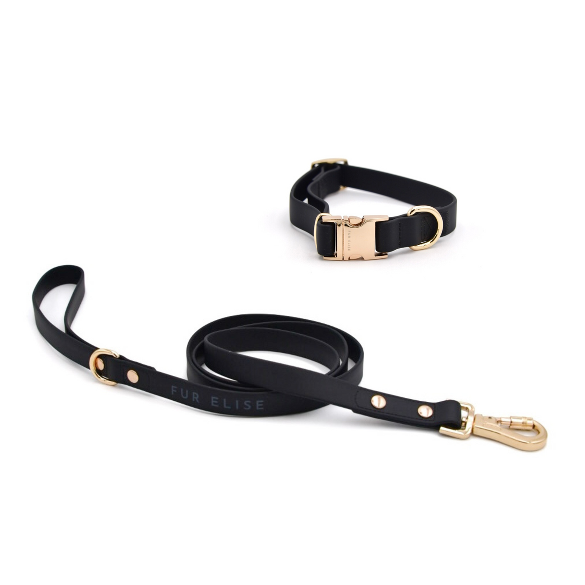 Fur Elise Dog Collar & Leash Set - Noir — included set components
