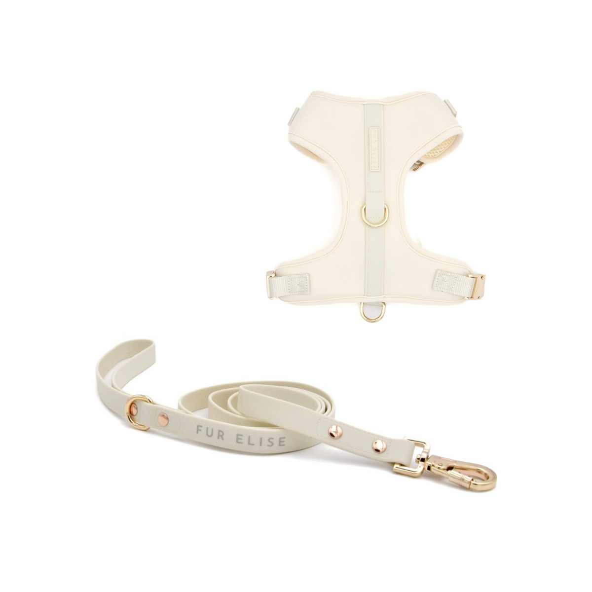Fur Elise Dog Harness & Leash Set - Bone — included set components