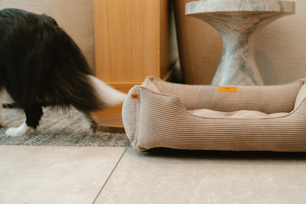 Chester & Lee - Fancy Corduroy Sleeper Dog Bed Taupe