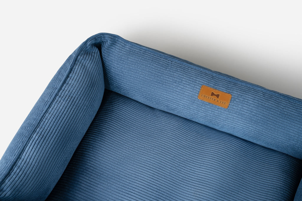 Chester & Lee - Fancy Corduroy Sleeper Dog Bed Blue