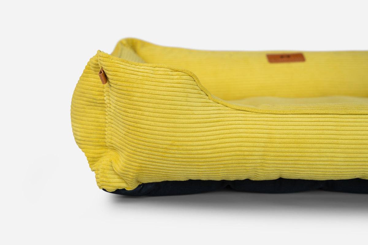 Chester & Lee - Fancy Corduroy Sleeper Dog Bed Sunny Yellow
