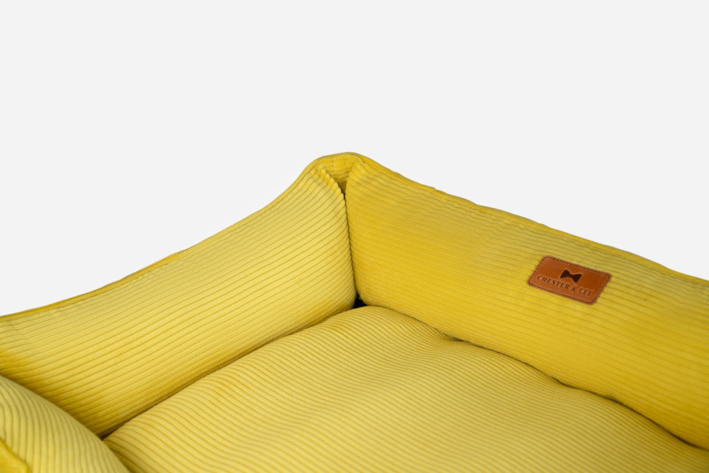 Chester & Lee - Fancy Corduroy Sleeper Dog Bed Sunny Yellow