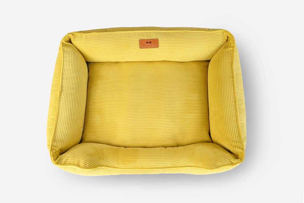 Chester & Lee - Fancy Corduroy Sleeper Dog Bed Sunny Yellow