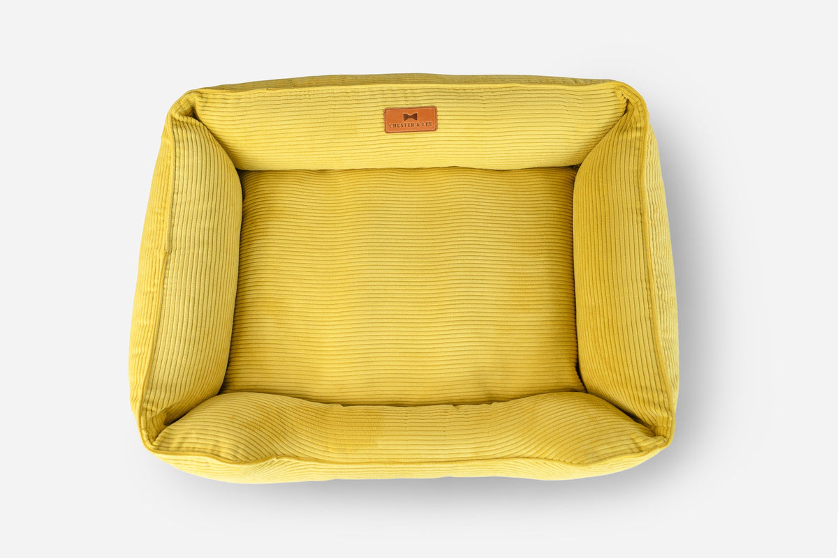 Chester & Lee - Fancy Corduroy Sleeper Dog Bed Sunny Yellow