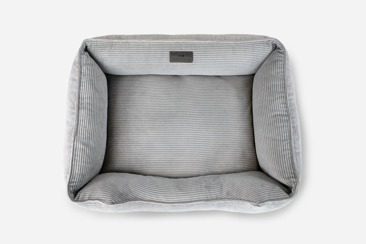 Chester & Lee - Fancy Corduroy Sleeper Dog Bed Gray