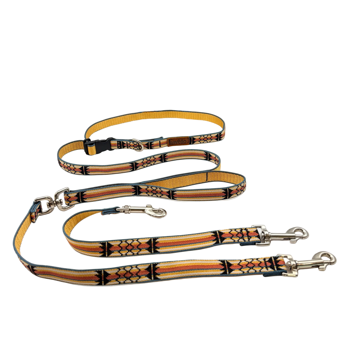 Dog Coupler Leash for Two Dogs, Belted, - 3/4-Inch Width