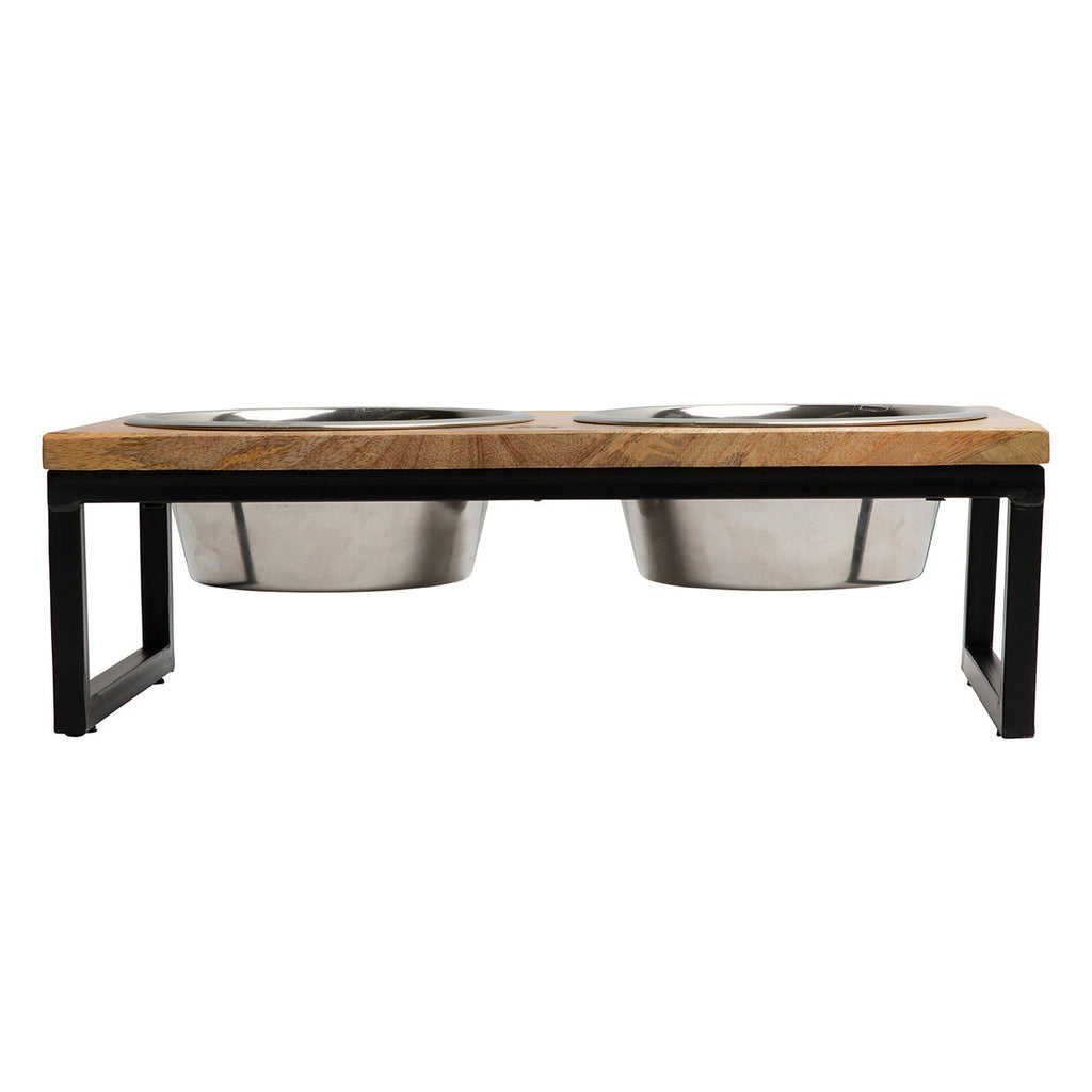 GF PET Wood & Metal Elevated Double Pet Feeder