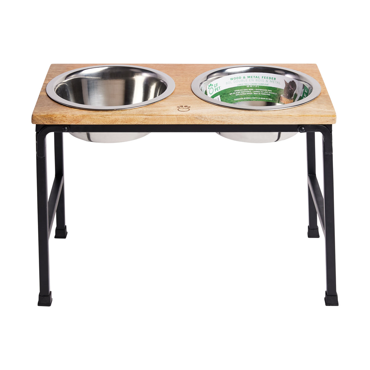 GF PET Wood & Metal Elevated Double Pet Feeder