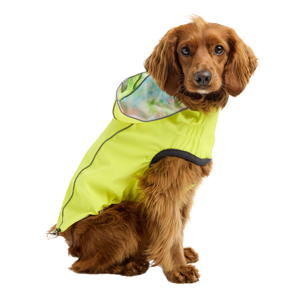 GF PET Reversible Dog Raincoat - Neon Yellow with Tie Dye