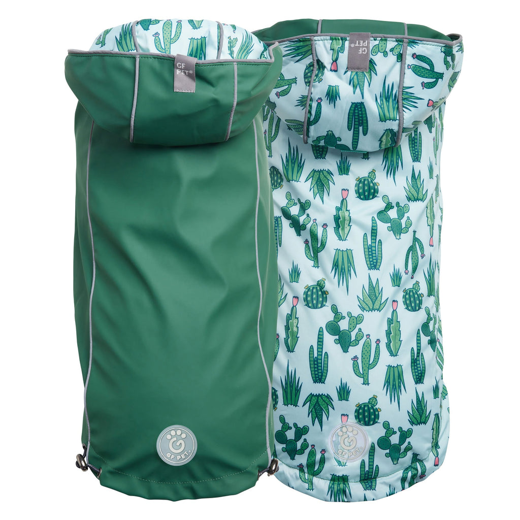 GF PET Reversible Elasto-Fit Dog Raincoat - Green/Green