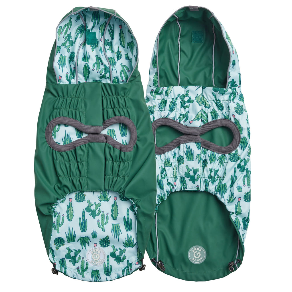 GF PET Reversible Elasto-Fit Dog Raincoat - Green/Green