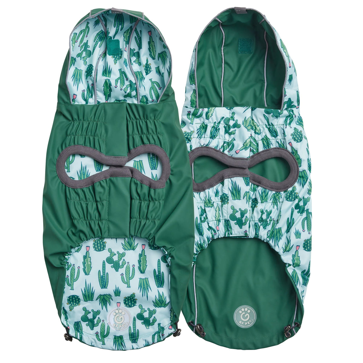 GF PET Reversible Elasto-Fit Dog Raincoat - Green/Green