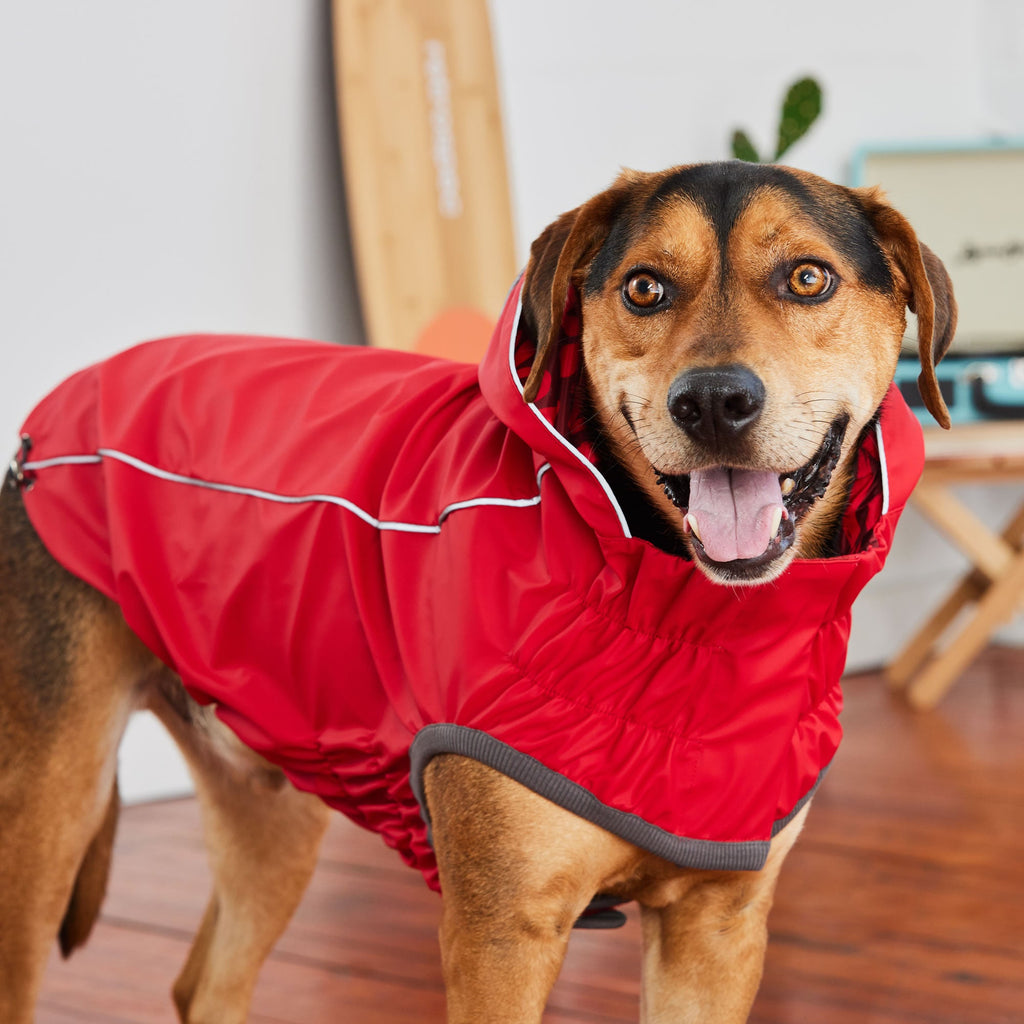 GF PET Reversible Elasto-Fit Dog Raincoat - Red/Red