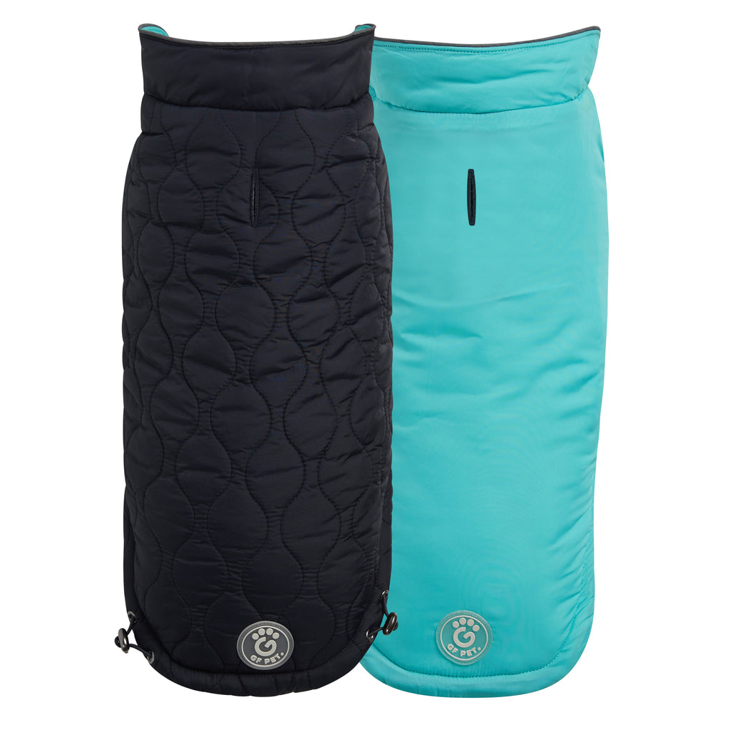 GF PET Reversible Chalet Dog Jacket - Black/Aqua