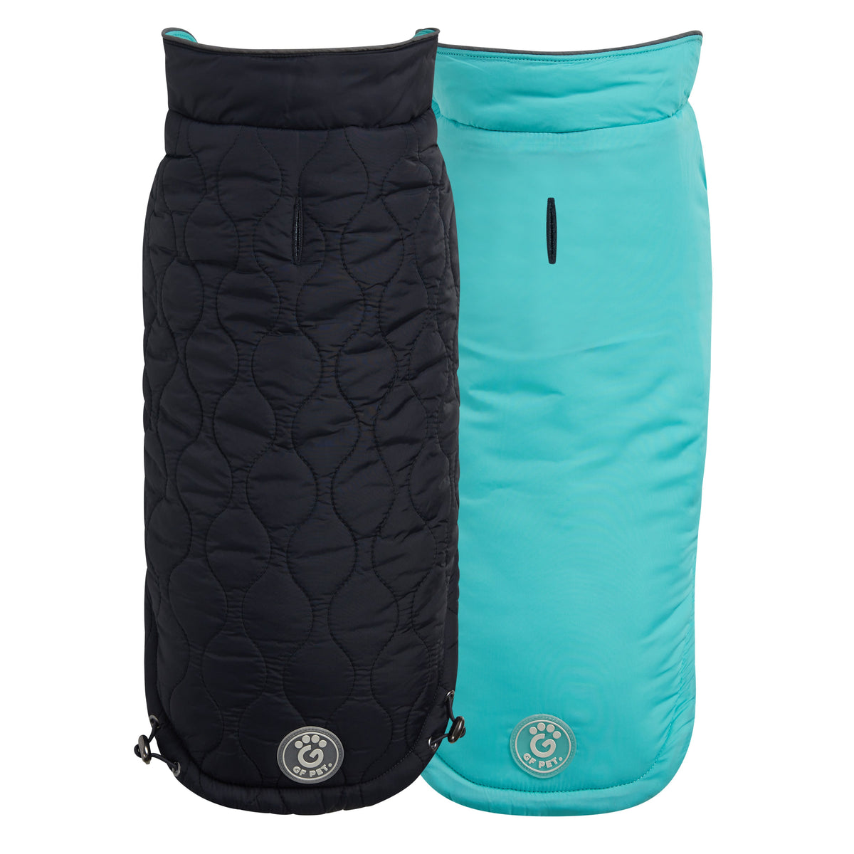 GF PET Reversible Chalet Dog Jacket - Black/Aqua