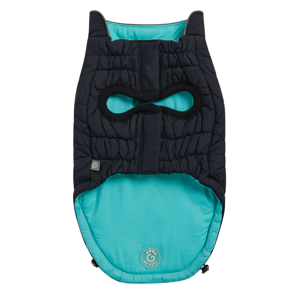 GF PET Reversible Chalet Dog Jacket - Black/Aqua