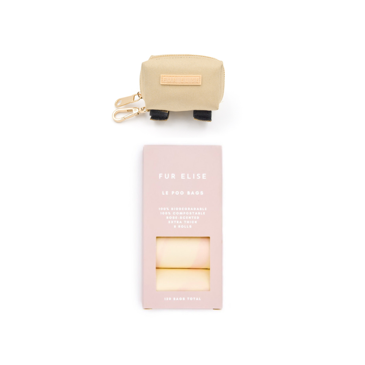 Fur Elise Le Poo Waste Bag & Holder Bundle - Sand — product view