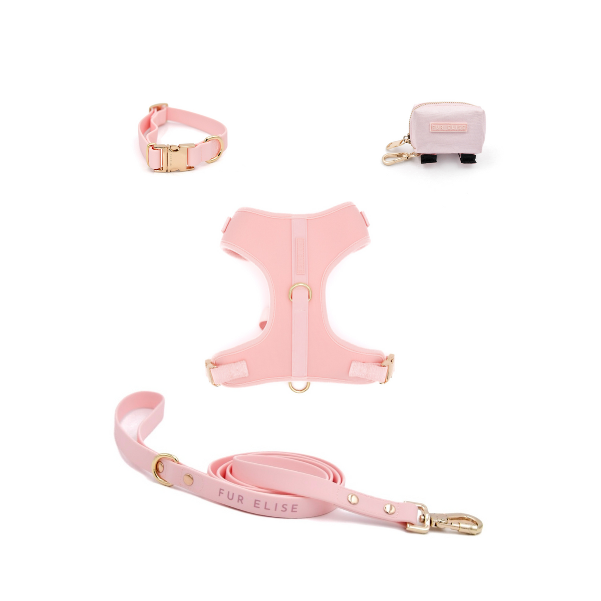Fur Elise Essentials Dog Walking Set - Rose — included set components