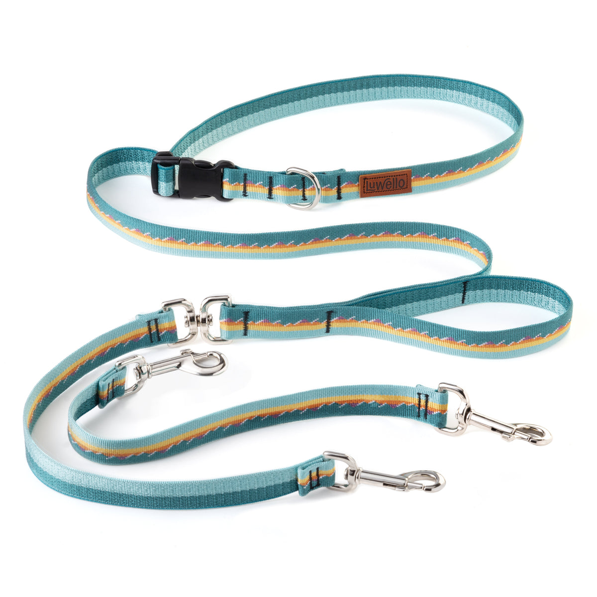 Dog Coupler Leash for Two Dogs, Belted, - 3/4-Inch Width
