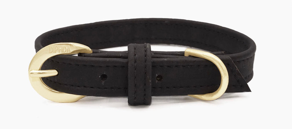Diphda Midnight Black Cork Leather Collar