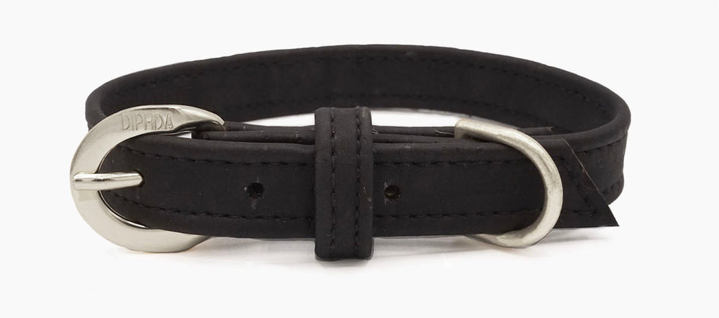 Diphda Midnight Black Cork Leather Collar