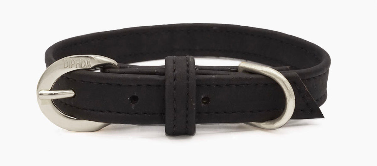 Diphda Midnight Black Cork Leather Collar