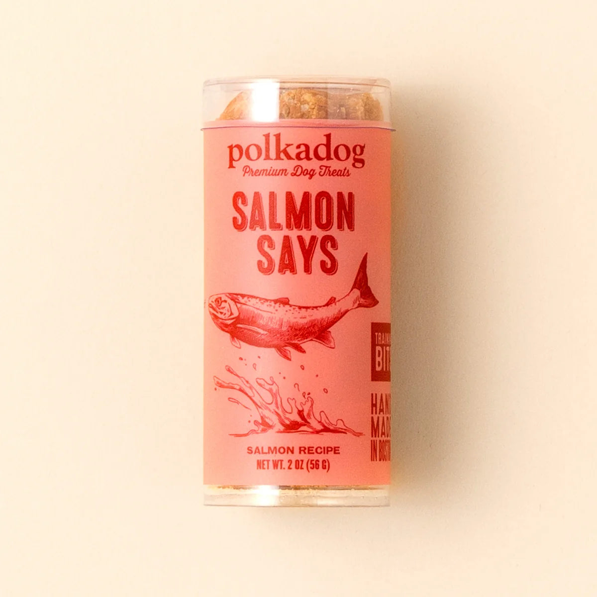 Polkadog Salmon Says Training Bits Crunchy Dog and Cat Treats Mini Tube 2oz