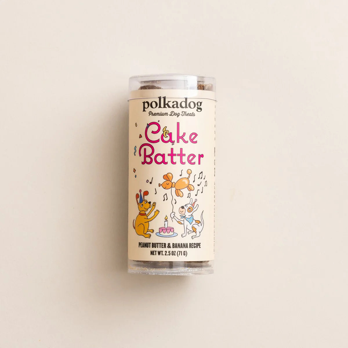Polkadog Cake Batter Peanut Butter and Banana Soft & Chewy Dog Treats Mini Tube 2.5oz