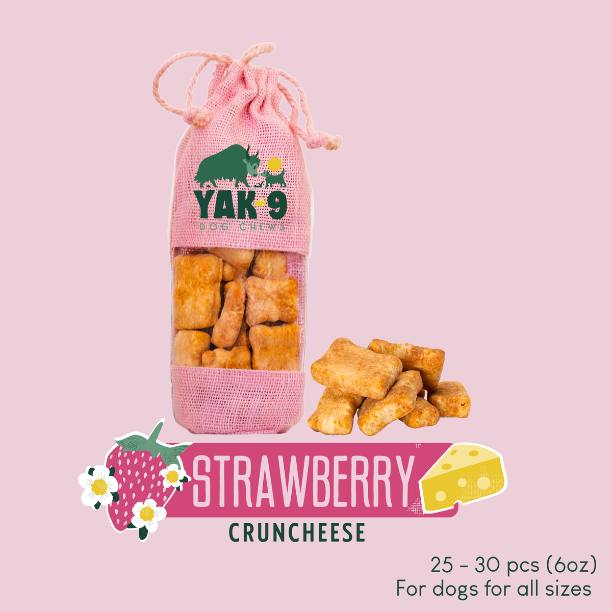 yak9 - Strawberry Cheese Chews for Dogs