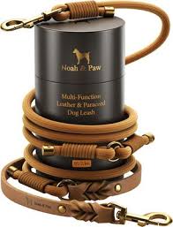 Noah & Paw Leather Paracord Dog Leash Camel