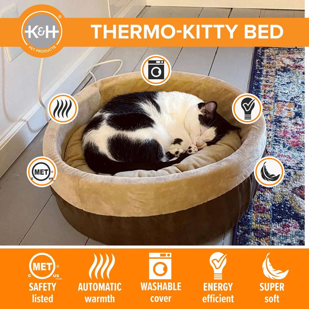 K&H Pet Products Thermo-Kitty Bed Indoor Heated Cat Bed