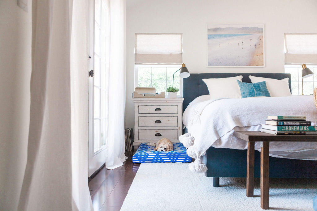Blue Bogolan - Boho Dog Bed or Bed Cover