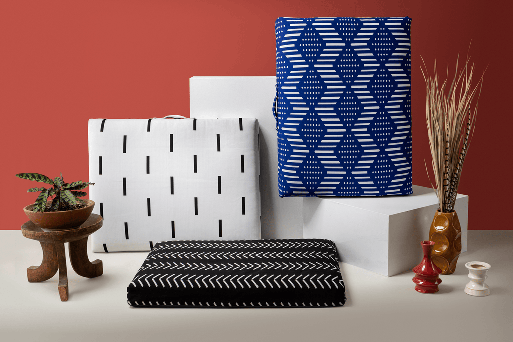 Blue Bogolan - Boho Dog Bed or Bed Cover