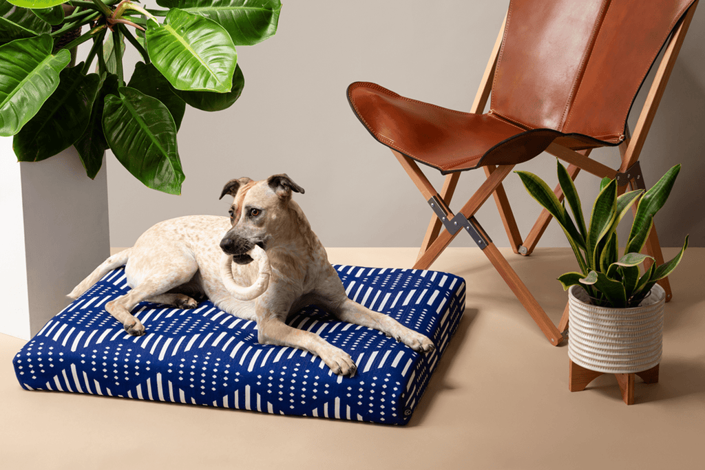 Blue Bogolan - Boho Dog Bed or Bed Cover