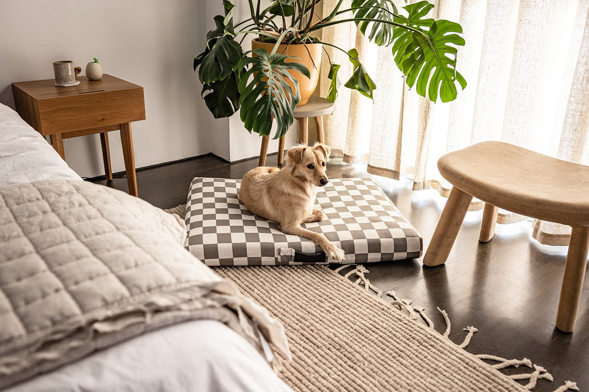 Gray Checker - Dog Bed or Bed Cover