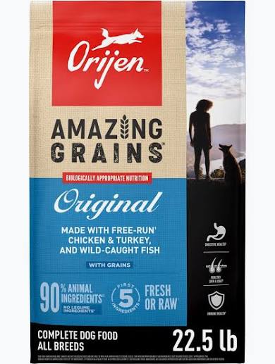 Orijen Amazing Grains Original High-Protein Dry Dog Food, 22.5-lb bag