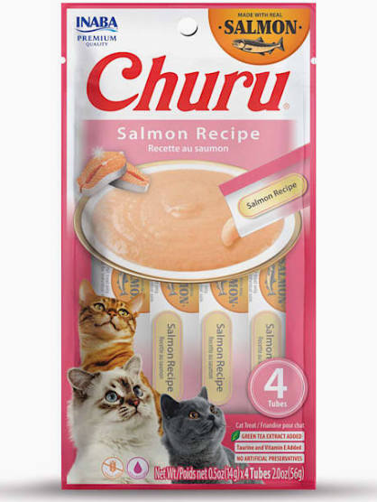 INABA Churu Lickable Treats Creamy Salmon Recipe 4pk