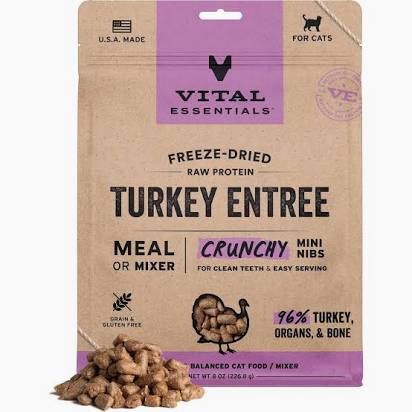 Vital Essentials Freeze Dried Turkey Mini Nibs for Cats