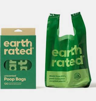 Earth Rated Dog Poop Bags with Handles, Unscented, 120 Handle Bags